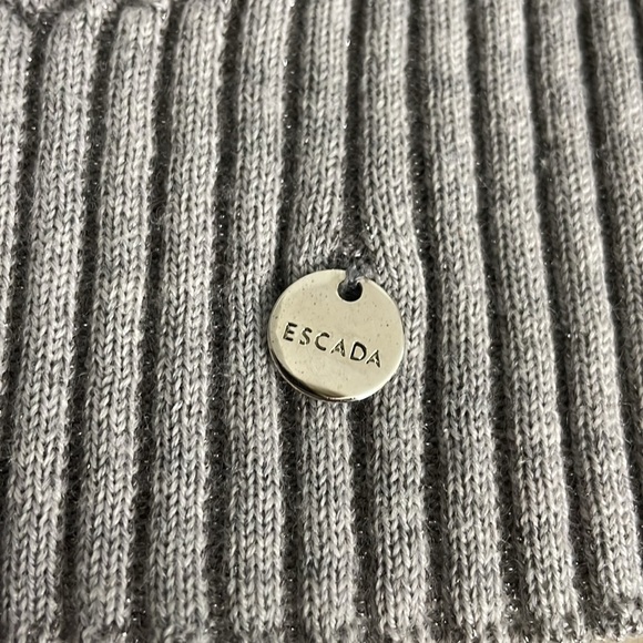 Escada Cardigan Sweater Silver Metallic Size XL Luxury Old Money - Picture 8 of 12